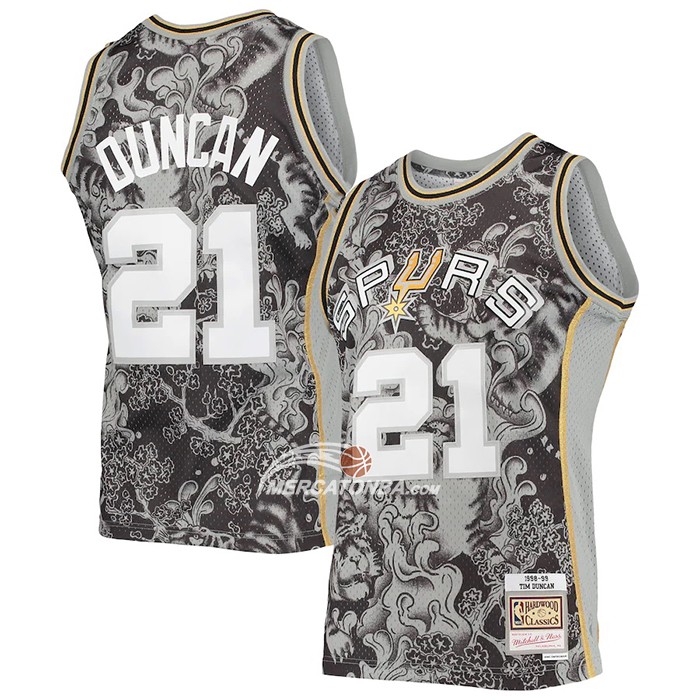 Maglia San Antonio Spurs Tim Duncan NO 21 Special Year of The Tiger Nero.